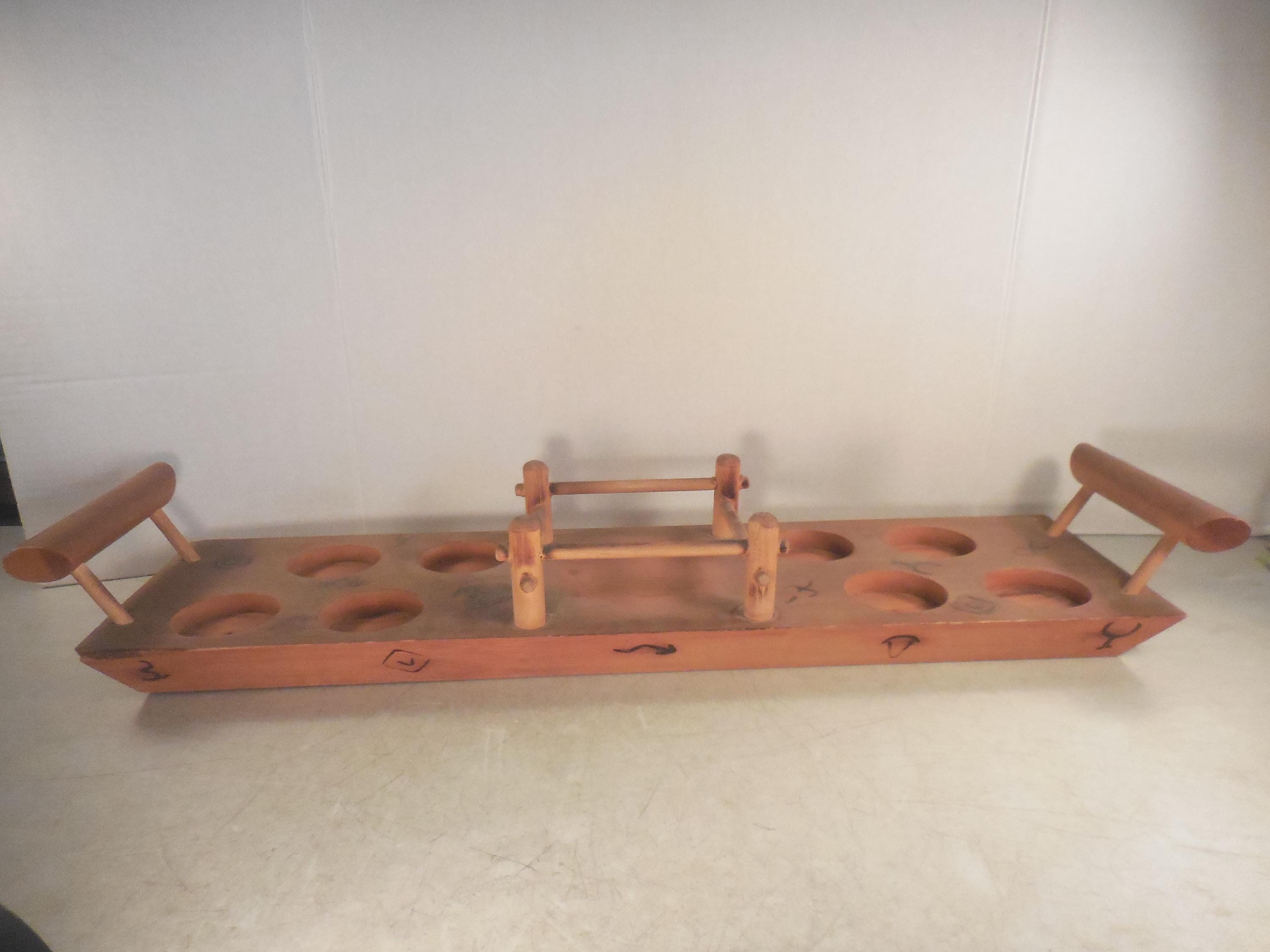 Rare Vintage Blakely OIL and GAS Arizona Wooden Tray For Holding Pitcher & 8 Glasses 28" Hard To Find *Please READ Repair*