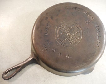 Vintage Griswold #8 (704 K) Cast Iron 10" Skillet Frying Pan BLOCK LOGO Erie Pa USA