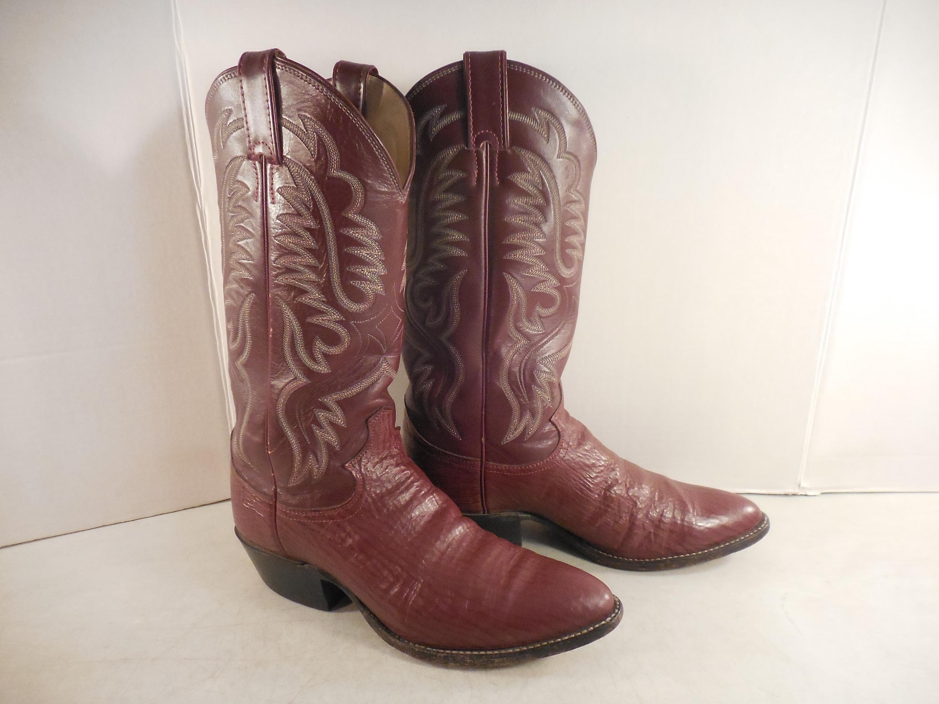 Vintage JUSTIN Mens Exotic Brown Sharkskin Print Style  display picture 2