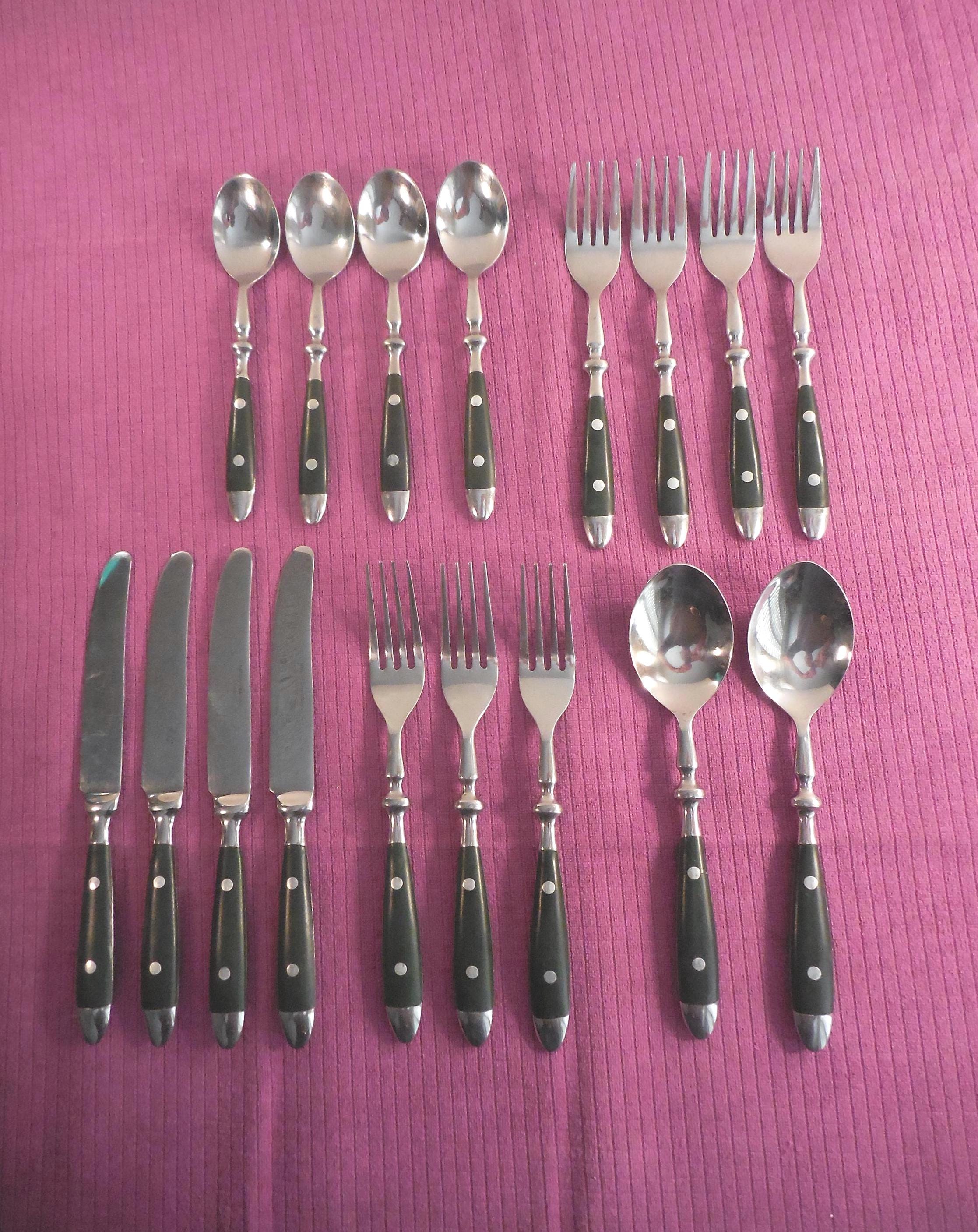 Hampton Silversmiths Stainless Bistro Flatware - Etsy Hampton Silversmiths Bistro Brown Stainless 5 Piece Place Setting Lot Flatware main image 2