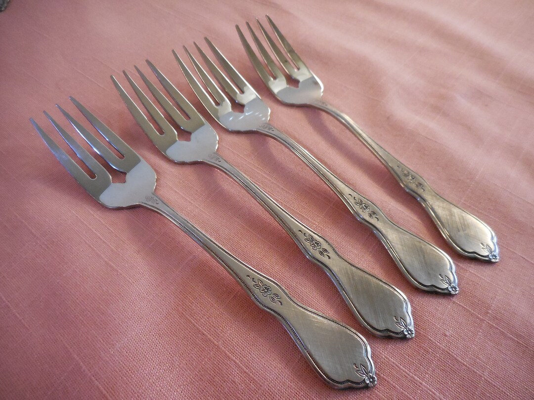 Oneida Profile MORNING BLOSSOM Stainless SALAD Fork Set of 4 Etsy
