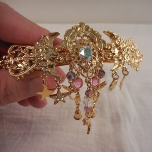 Kirks Folly Celestial Gold Tone Hair Barrette Moon Star Charms Ballerina Kirks Folly Celestial Gold Tone Hair Barrette Moon Star  main image 3