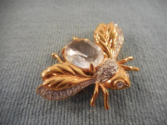 Swarovski Crystal BUMBLE BEE Winged Insect Pin Br… - image 2