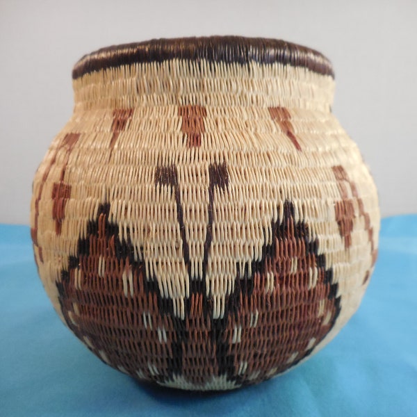 Vintage Wounann Indian Hand Woven Butterfly Basket Panama 4"