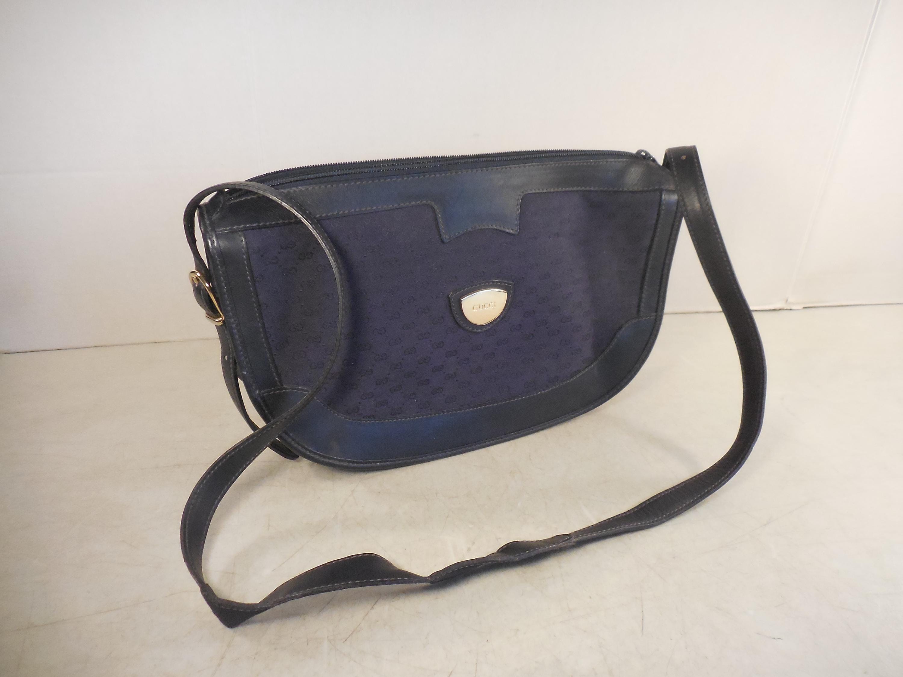 Gucci Shoulder Bag Navy Vintage - Etsy
