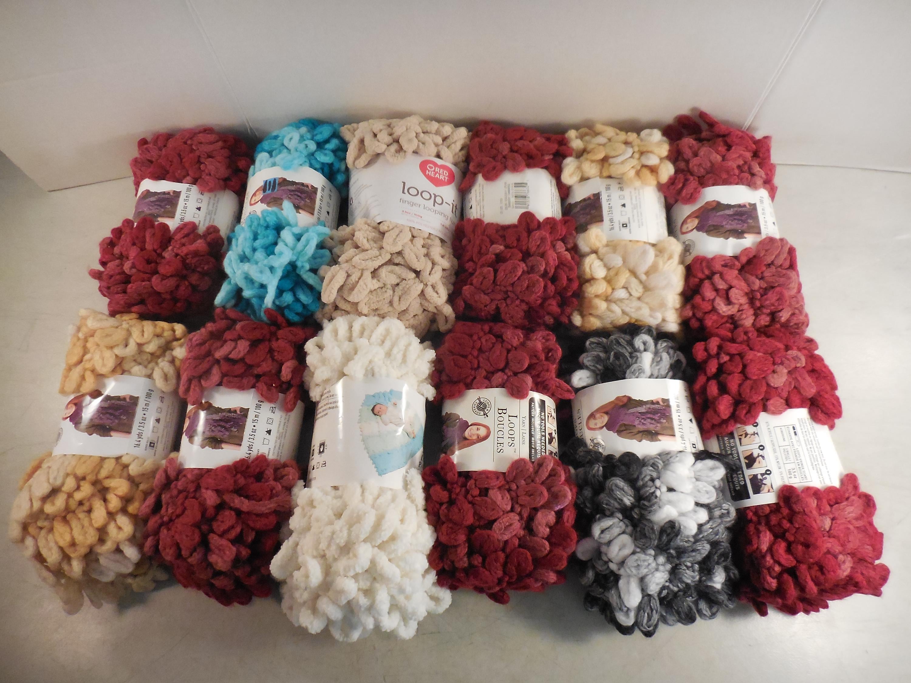 Loops Boucles* Mixed Lot of 12 Yarn Colors: Cranberry, Black Pepper, Mustard Seed, Blue Basil, Summer Breeze and Beige*