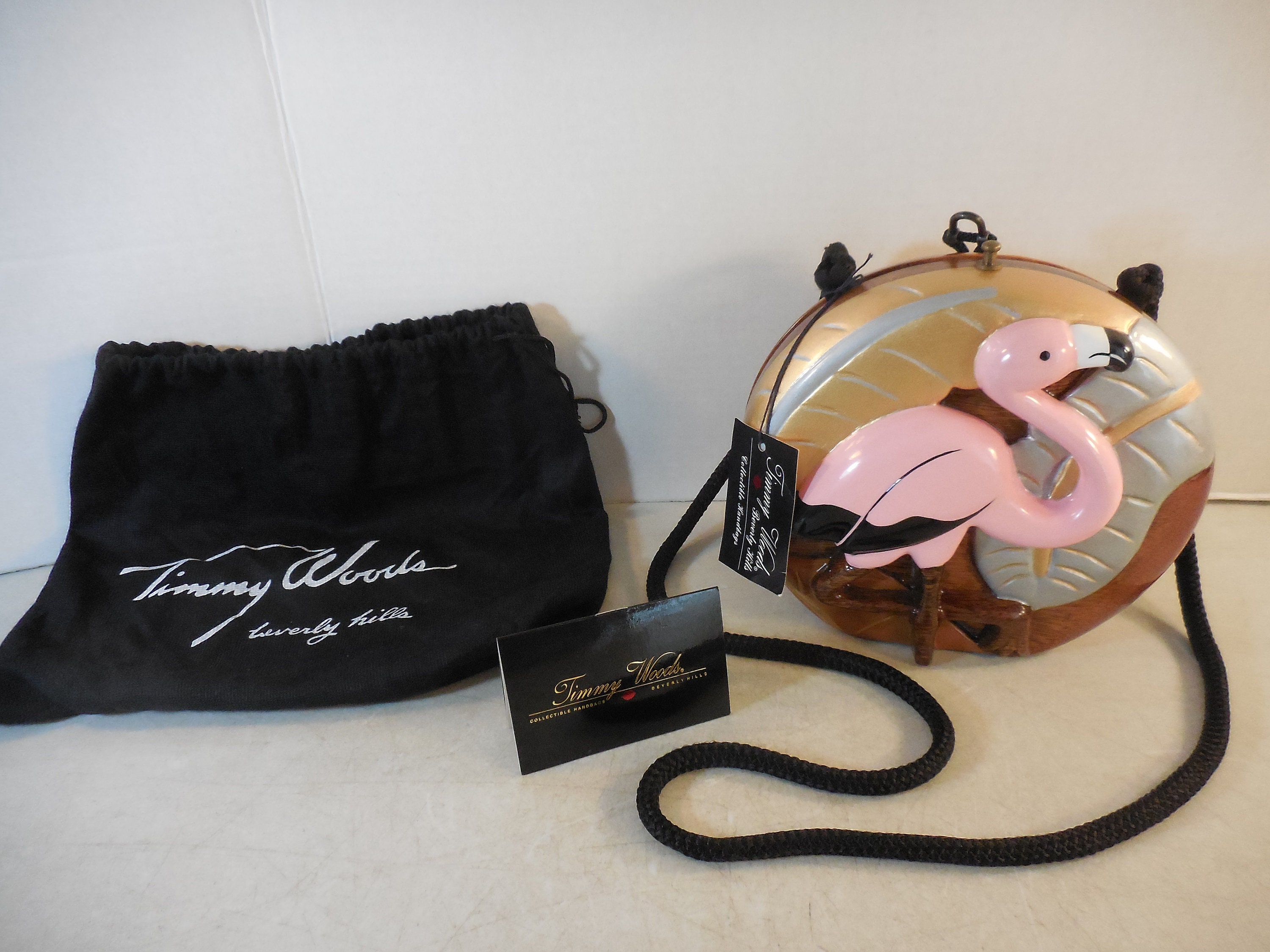 TIMMY WOODS Beverly Hills FLAMINGO Acacia Wood Handcrafted Crossbody Purse Original Art Piece With Coa Unused With Tag Etsy