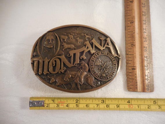 Montana Silversmiths The Great Seal of the State of Montana Brass Bronze Belt Buckle MB5