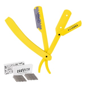 Navalha reta profissional - Kit de navalha reta de exposição mínima com 10 lâminas Derby Premium, 0,5 mm expostas