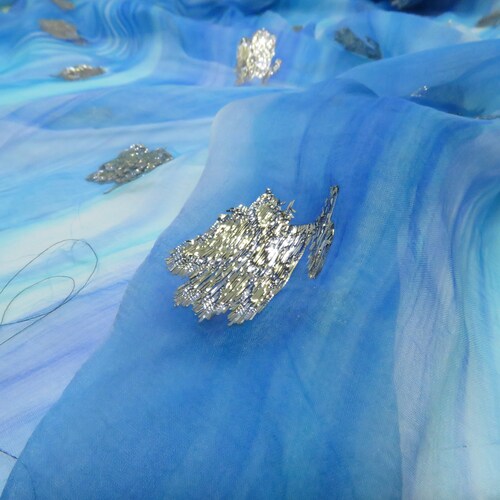 1980's Vintage Silk Georgette Jacquard / Fabric Per shops Panel 42