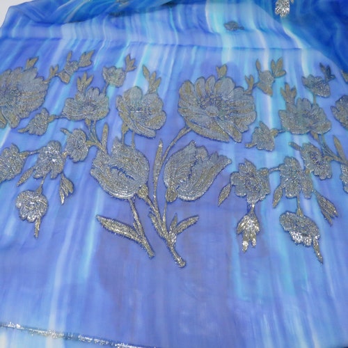 1980's Vintage Silk Georgette Jacquard / Fabric Per shops Panel 42