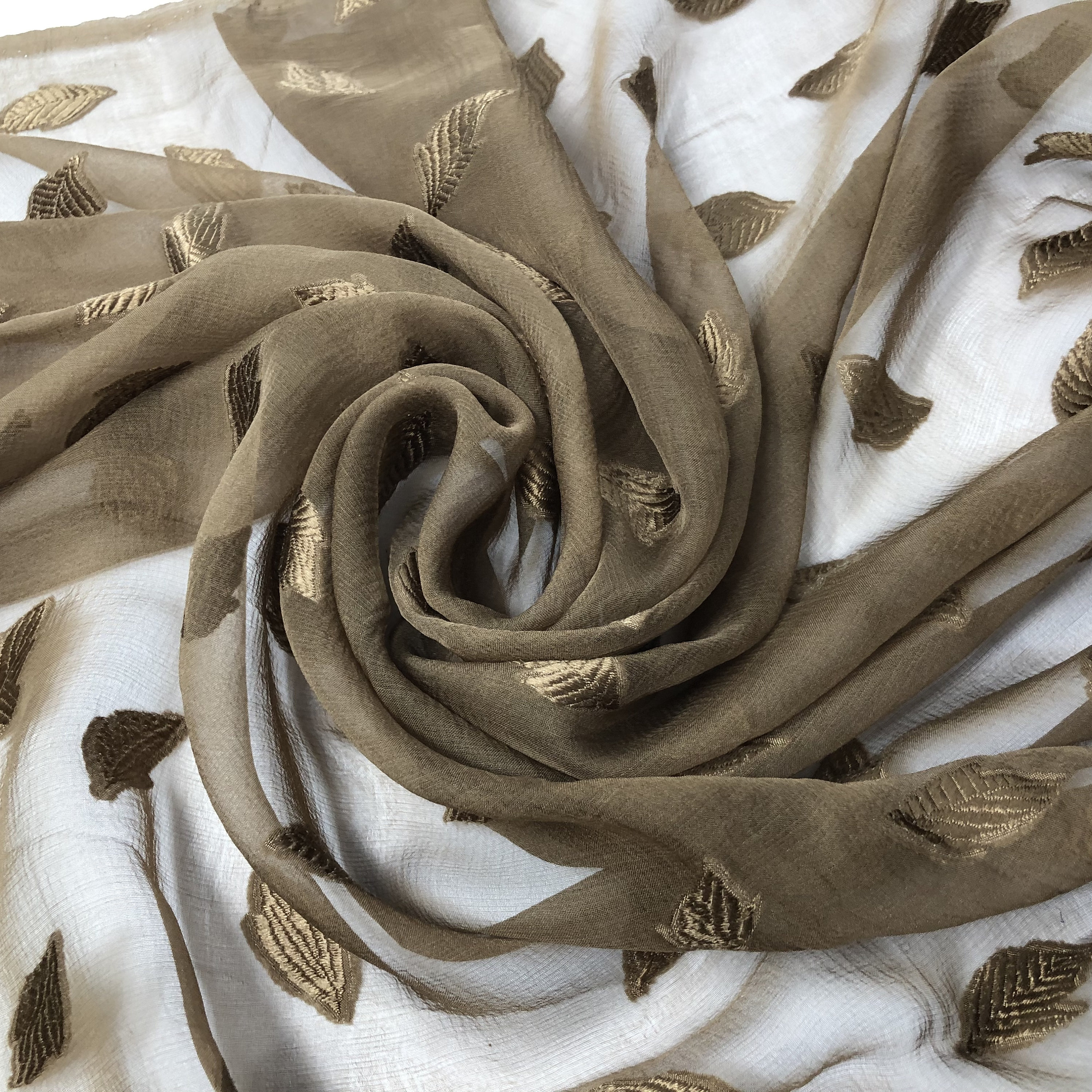 1980's Vintage Silk Chiffon Jacquard / Fabric Per Yard / no.50