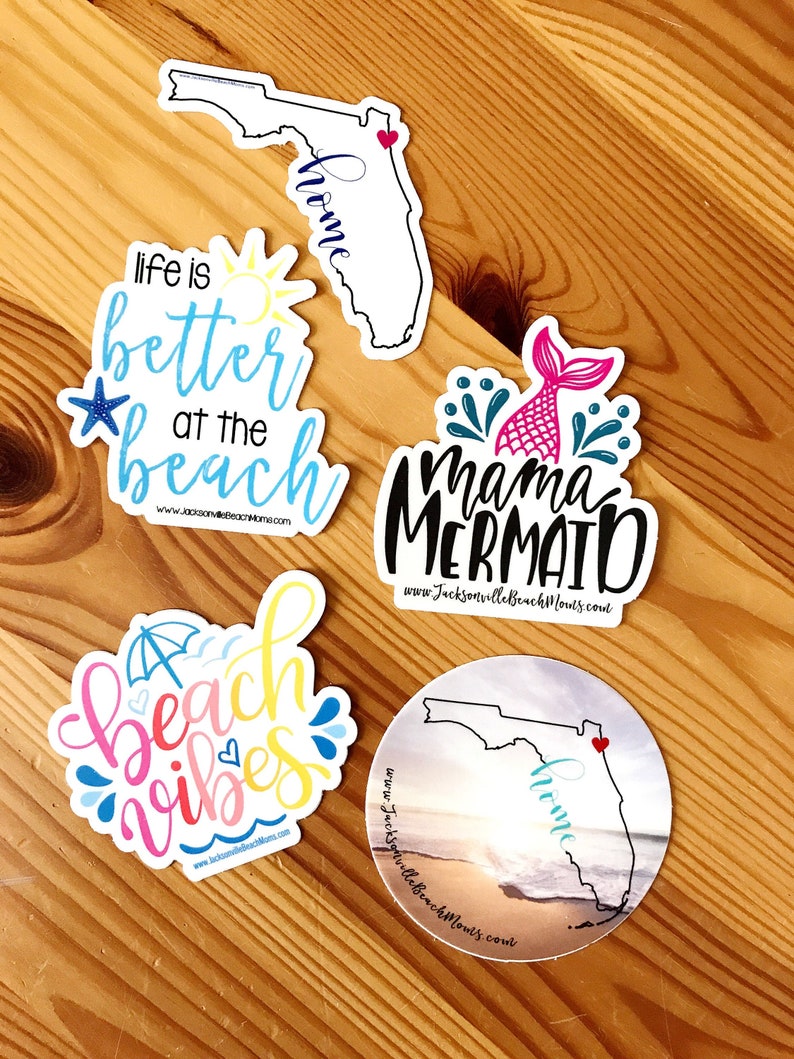 Set of 5 Jacksonville Beach Moms Stickers image 1