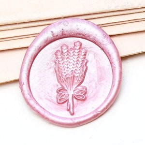 Lavender Wax Seal Stamp /flower Wax seal Stamp kit /Custom Sealing Wax Stamp/wedding wax seal stamp