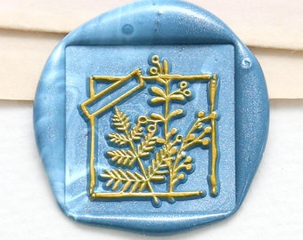 Botanical leaf Wax seal stamp /square Wax seal Stamp kit /Custom Sealing Wax Stamp/wedding wax seal stamp