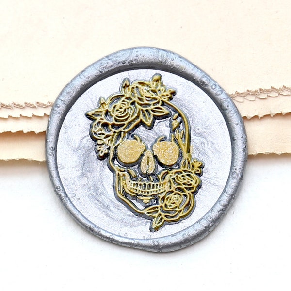 Rose Skull wax Seal Stamp /sugar skull  wax seal kit / Wax  Sealing Stamp kit /wedding wax seal stamp