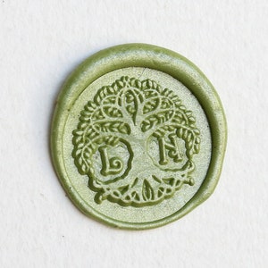 Custom Initials with Tress Wedding wax seal stamp, Personalized Wedding Wax Seal Stamp Kit,invitation seal