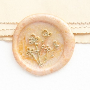 Carimbo de cera de flor selvagem/kit de carimbo de cera de desenho/carimbo de cera de vedação personalizado/carimbo de cera de casamento