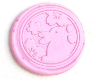 Sakura Rabbit  Wax seal stamp /Cherry blossoms Rabbit Wax seal Stamp kit /Custom Sealing Wax Stamp/wedding wax seal stamp