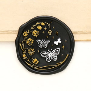 Timbre de sceau de cire muguet et papillon/timbre de sceau de cire d'enveloppe/timbre de cire à cacheter personnalisé/timbre de sceau de cire de mariage