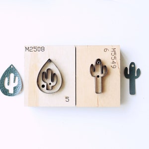Molde de corte de couro para brinco de cacto, cortador de metal com régua de aço, molde cortado de couro, ferramenta kraft de artesanato de perfurador de couro