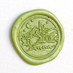 Estrella de la luna y sello de cactus sello / desierto y sello de cera de cactus Kit de sello / Sello de cera de sellado personalizado / sello de cera de boda sello