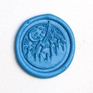 Selo de cera de noite de montanha de neve Carimbo de cera/selo de cera de casamento de lua estrelada enevoada/Selo de cera de vedação personalizado/selo de cera de casamento