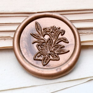 Lily Wax zegel stempel/botanische Wax zegel stempel kit/Custom zegellak stempel/bruiloft Wax zegel stempel