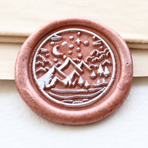 Carimbo de cera estrelado de montanha/kit de carimbo de cera de floresta/carimbo de cera de vedação personalizado/carimbo de cera de diário