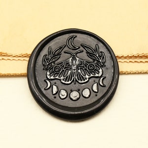 Boho moth Wax seal stamp / Moth moon phase Wax seal Stamp kit wax seal Stamp/ Custom Sealing Wax Stamp/wedding wax seal stamp