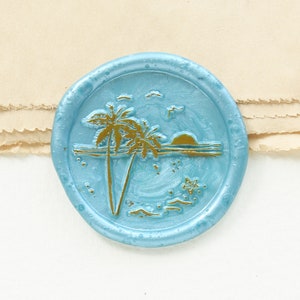 Coconut tree Wax Seal Stamp /beach seal Stamp kit wax /Custom Sealing Wax Stamp/summer wedding wax seal stamp