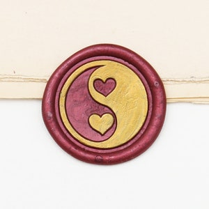 Carimbo de cera em forma de coração Yin Yang/carimbo de cera de decoração de diário/carimbo de cera de vedação personalizado/carimbo de cera de casamento