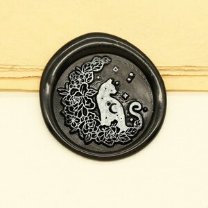 Nachtkat met bloemwas Seal Stamp / maan en ster wax seal Stamp / Custom Sealing Wax Stamp / bruiloft wax seal stempel
