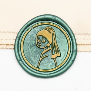 Chica con pendientes de perla sello sello / sello de cera envolvente Sello / Sello de cera de sellado personalizado / sello de cera de boda