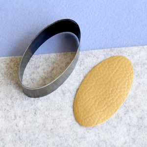 Troquel de corte de cuero con regla de acero de forma ovalada, clicker de troquel de metal con regla de acero personalizado para pendientes, molde troquelado, herramienta Kraft para artesanías de punzonado de cuero