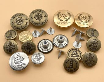 15/17/2Omm Jeans Button Pin Customized Logo/Text Denim Button Replacement Personalised Brand Clothing Buttons