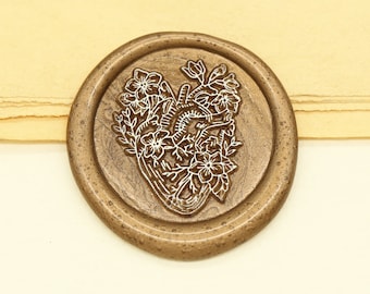 Anatomical heart and flower Wax Seal Stamp /Heart  Wax seal Stamp kit /Custom Sealing Wax Stamp/wedding wax seal stamp