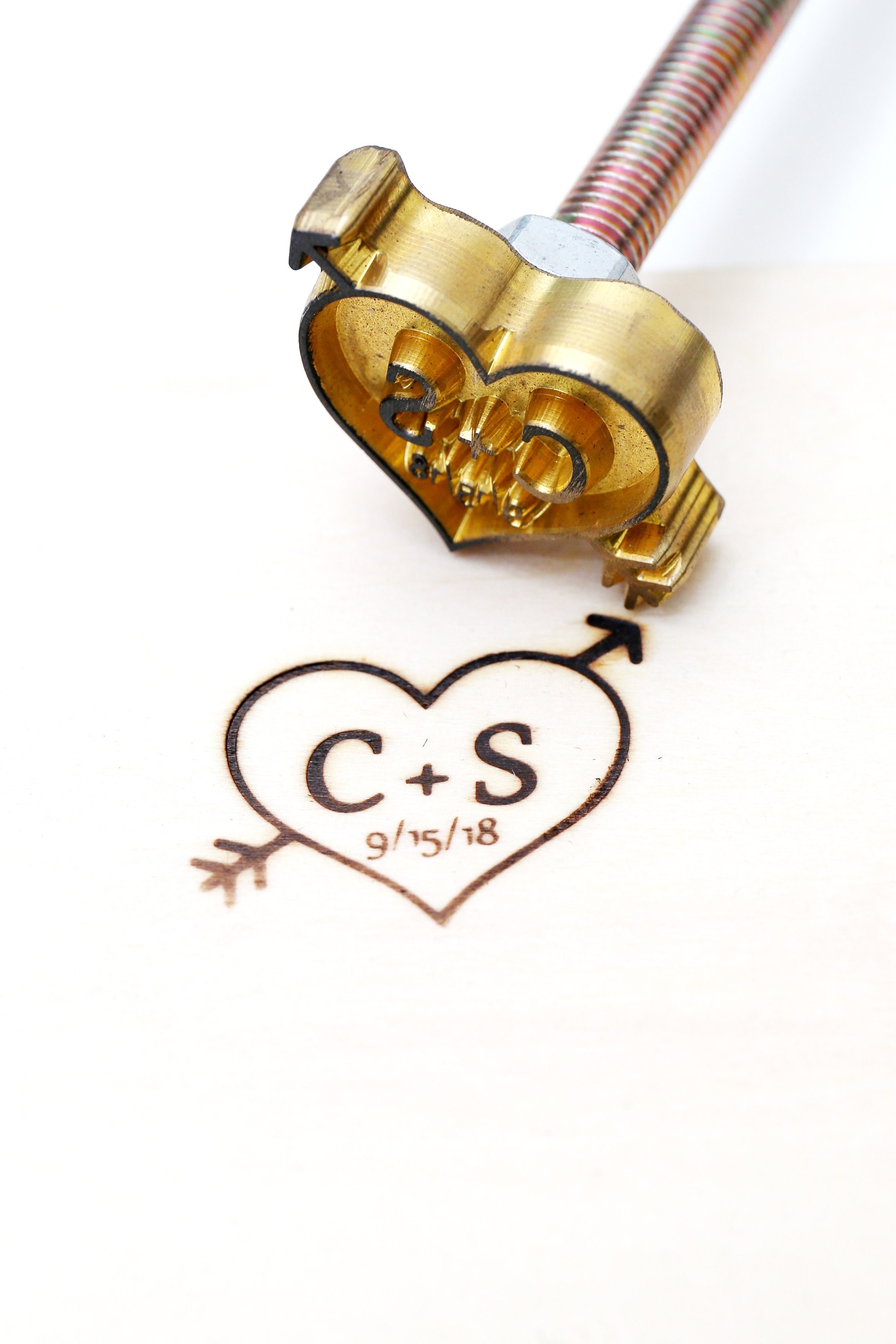 Custom Date Brander with Heart and Initials Wedding, anniversar 並行輸入品 Custom Wood Branding Iron ,initials With Heart Wedding Branding