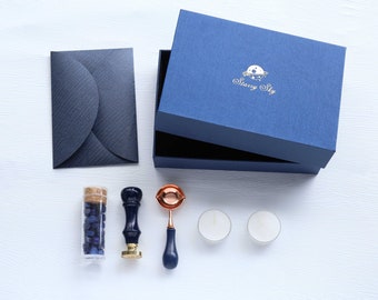 Premium Vintage Gift Box Wax seal kit/Custom Wax seal stamp/Christmas Wax seal stamp kit /Wedding Wax Seal Stamp Kit/Christmas Gift