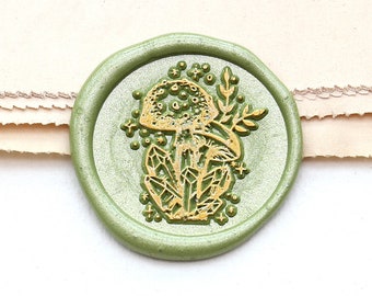Mushroom and Crystal witchy wax Seal Stamp /witch wax seal stamp set/ Wax  Sealing Stamp kit /wedding wax seal stamp