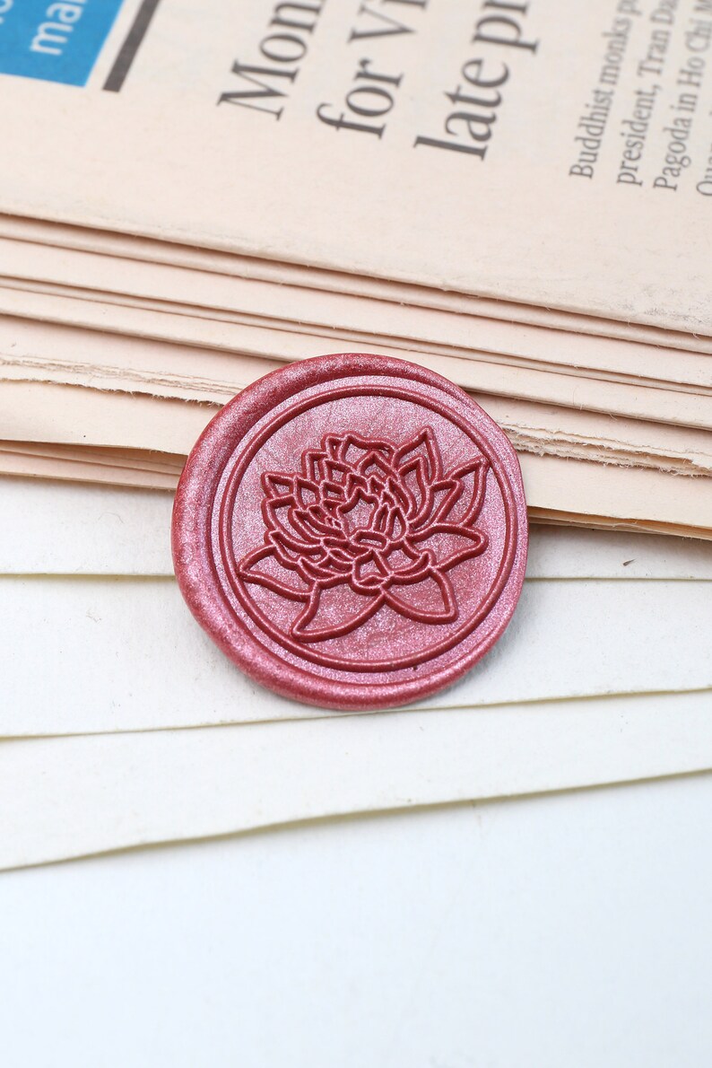 Lotus Wax zegel stempel/bloem Wax zegel stempel kit/Custom zegellak stempel/bruiloft Wax zegel stempel afbeelding 1