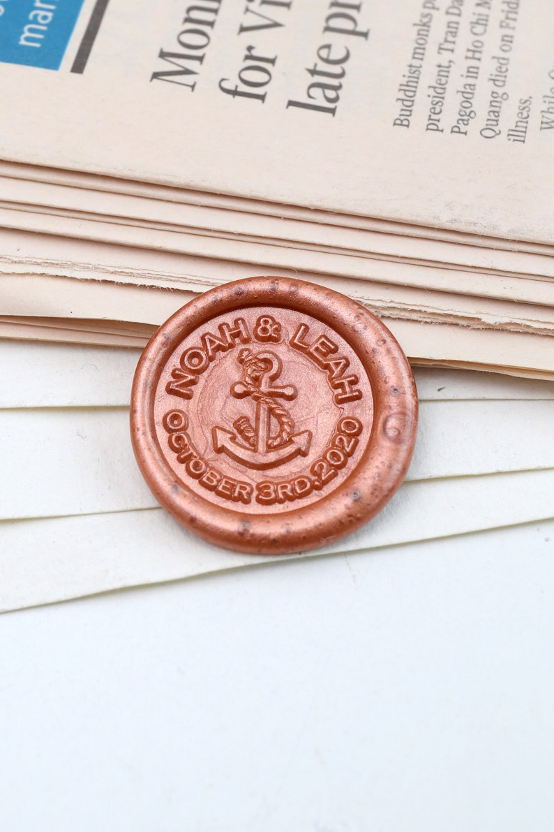 Custom Nautical Wedding wax seal stamp, Personalized anchor wit Custom Nautical Wedding wax seal stamp, Personalized anchor wit