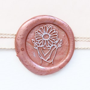 Femelle avec le timbre de joint de cire de tournesol /cactus succulent kit de timbre de joint de cire /timbre de cire d’étanchéité personnalisé/timbre de sceau de cire de mariage