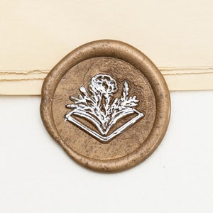 Flower and book  Wax seal stamp /cactus succulent Wax seal Stamp kit /Custom Sealing Wax Stamp/wedding wax seal stamp