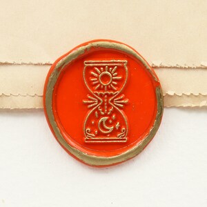 Selo de cera de ampulheta de céu estrelado e sol/carimbo de cera de envelope/carimbo de cera de vedação personalizado/carimbo de cera de casamento
