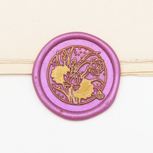 Lotus avec la cire de neige Timbre de sceau /journal décor sceau de cire Timbre / Timbre de cire d’étanchéité personnalisé / timbre de sceau de cire de mariage