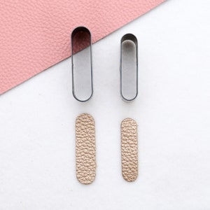 Fustella in acciaio a forma di rettangolo ovale per tagliare la pelle, fustella in metallo con righello in acciaio personalizzato per orecchini, stampo per fustellatura, artigianato con punzone in pelle