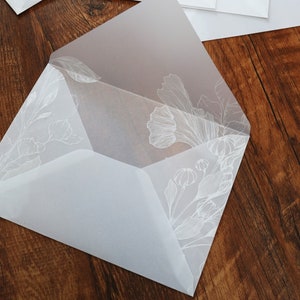 Clear printed vellum envelopes,Wedding Envelopes,Wedding invitation Envelopes image 1