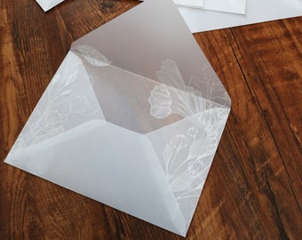 Clear printed vellum envelopes,Wedding Envelopes,Wedding invitation Envelopes