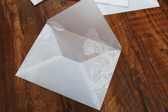 Clear Printed Vellum Envelopes,wedding Envelopes,wedding Invitation  Envelopes 